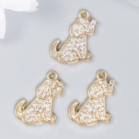 Декор для творчества металл "Собака" стразы 1,7х1,2 см