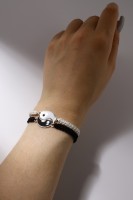 Браслеты парные «Неразлучники» инь-ян, толстая нить, чёрно-белые, d=7 см