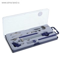 Готовальня Calligrata, 8 предметов (2 циркуля: 150 мм, 105 мм, 2 удлинителя, грифель, 2 рейсфедера, центрик, держатель для карандаша), в пластиковом пенал...