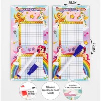 Настольная игра Морской бой "Радужная схватка", 2 стираемых маркера, 2 поля из дерева