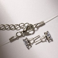 Гарнитур 2 предмета: кулон, серьги «На леске» эллипс, цвет белый в серебре, 30 см