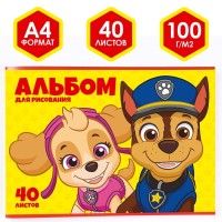 Альбом для рисования на скрепке, А4, 40 листов, Paw Patrol
