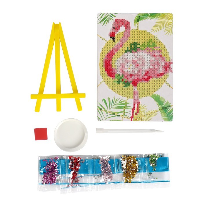 Алмазная мозаика на подставке «Фламинго», размер 13 х 19 см. Набор для творчества