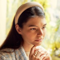 Ободок для волос "Полоса" 3 см, бежевый