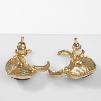 Серьги с эмалью «Дьяволёнок» сердце, цвет чёрный в золоте