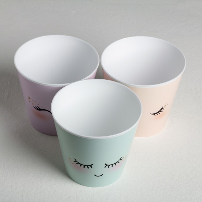 Набор кашпо для цветов 3 в 1 «Милые глазки», 0.8 л, 11×12 см