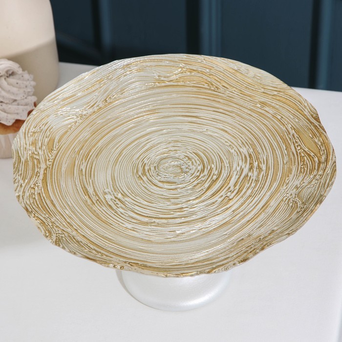 Блюдо сервировочное «Античная роза», d=28 см, на ножке, цвет платиновый