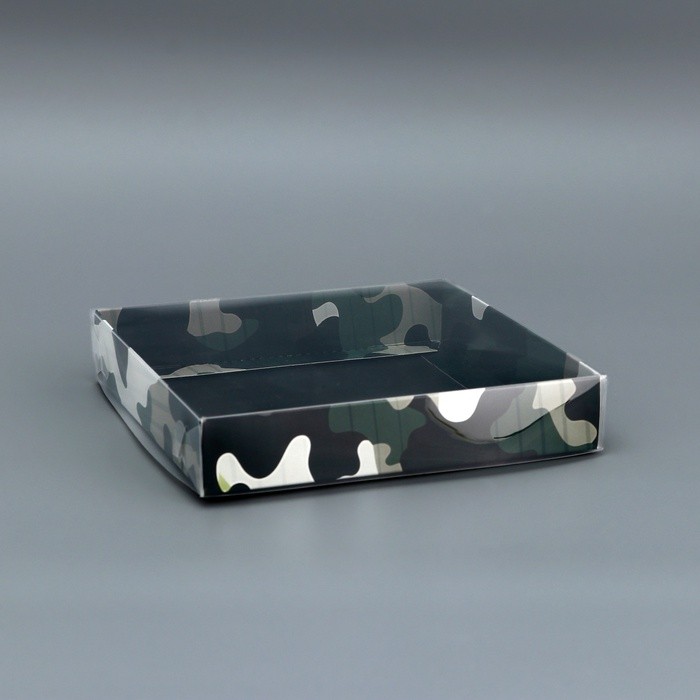 Коробка сборная с PVC крышкой, «23 Февраля», 16×16×3 см