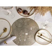 Салфетка сервировочная на стол «Гипноз», d=38 см, цвет серебро