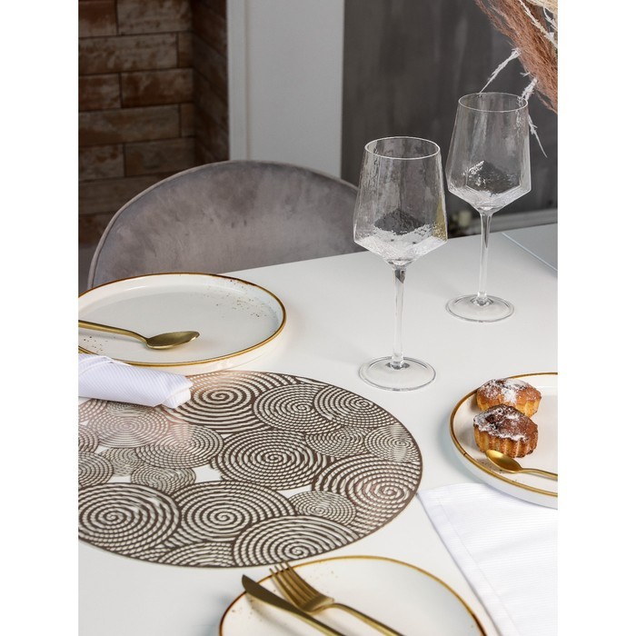 Салфетка сервировочная на стол «Гипноз», d=38 см, цвет серебро
