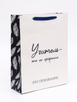 Пакет подарочный ламинированный вертикальный «Учителю», 31×40×11.5 см