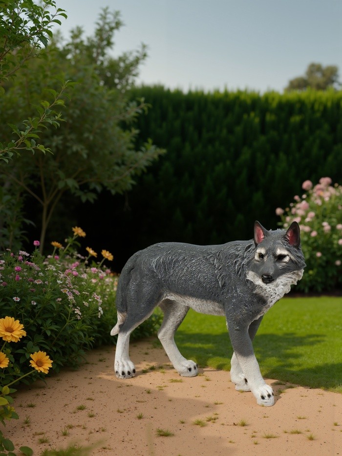 Садовая фигура из полистоуна «Волк», 43×21×58 см