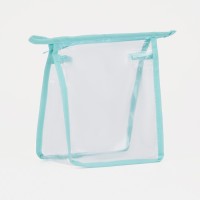 Косметичка на молнии маленькая, прозрачная/зелёная