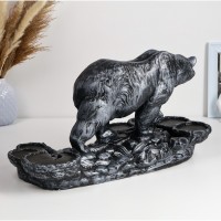 Подставка для бутылки «Медведь», 45×23×25 см, серебро