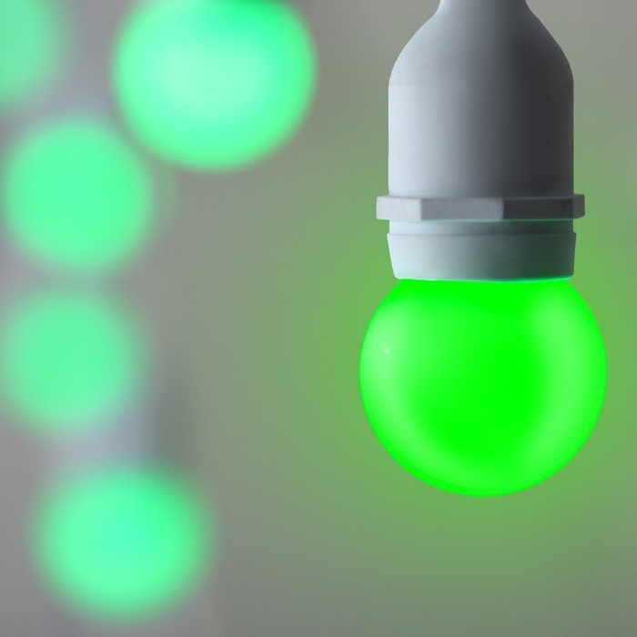 Лампа светодиодная Luazon Lighting, G45, Е27, 1.5 Вт, для белт-лайта, набор 20 штук, свечение зелёное