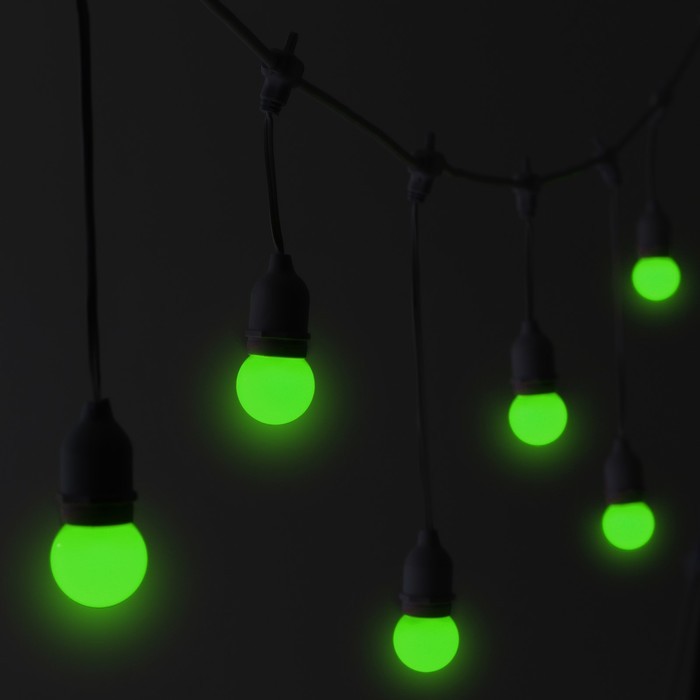 Лампа светодиодная Luazon Lighting, G45, Е27, 1.5 Вт, для белт-лайта, набор 20 штук, свечение зелёное