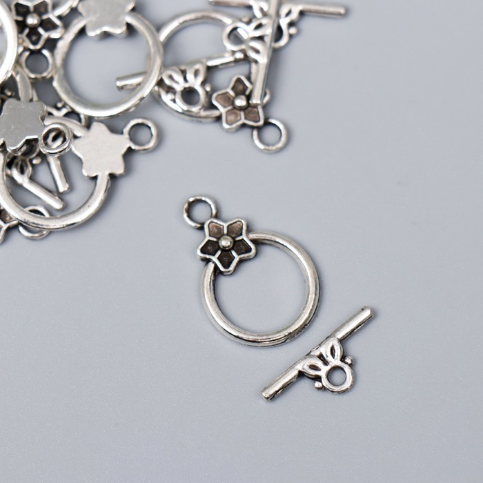 Декор металл для творчества замочек "Цветок-пятилистник" серебро 1050M012 2х1,3 см
