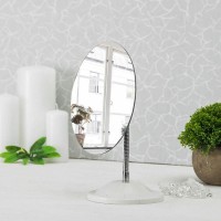 Зеркало настольное, на гибкой ножке, d зеркальной поверхности 15 см, цвет белый