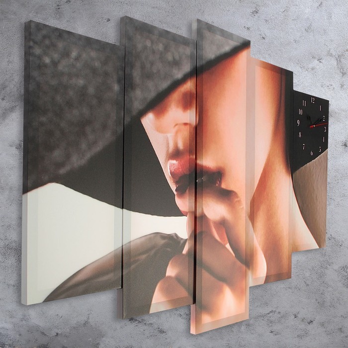 Часы настенные, модульные, серия: Люди "Загадочная девушка", 80х140  см, микс