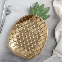 Блюдо для фруктов Доляна «Золотой ананас», 30×19×2.5 см, цвет золотой