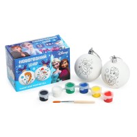 Ёлочные шары под раскраску на новый год «Эльза и Олаф», d=5.5 см, 2 шт, краски, набор для творчества, Холодное Сердце