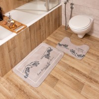 Набор ковриков для ванной Этель "Forever" 2 шт, 80х50 см, 50х40 см, велюр