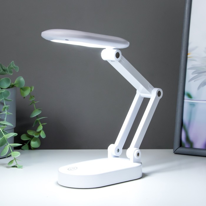 Лампа настольная сенсорная 16102/1 LED 2.5 Вт 3 режима +ночник USB АКБ белый 14×7.5×37 см RISALUX 50