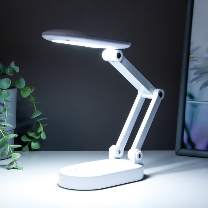 Лампа настольная сенсорная 16102/1 LED 2.5 Вт 3 режима +ночник USB АКБ белый 14×7.5×37 см RISALUX 50
