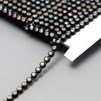 Стразы на нитях, с голографией, 4 мм, 9 ± 1 м, цвет чёрный