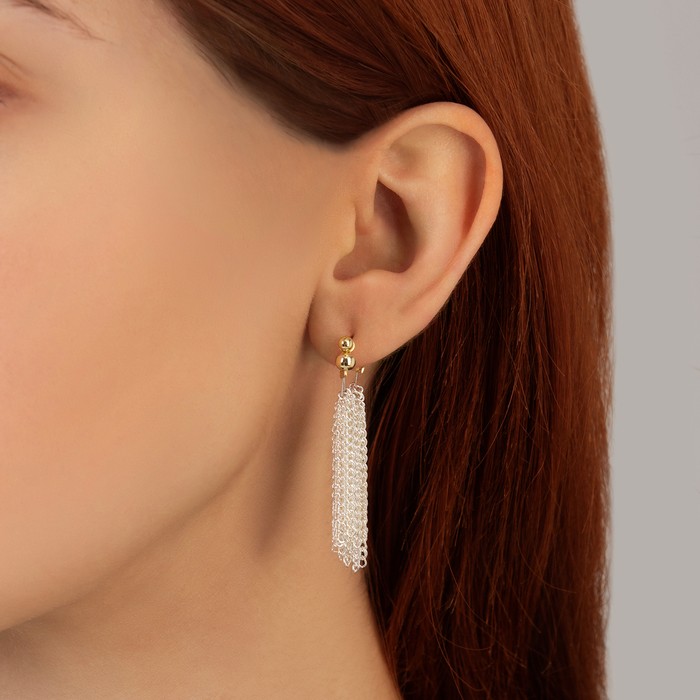 Серьги металл «Цепи» сборка, цвет серебряно-золотой, 2 см