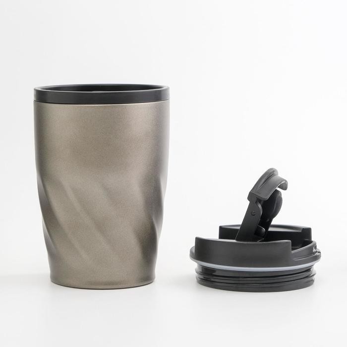 Термокружка, 350 мл, Графика, сохраняет тепло 2 ч, 13.5 х 8 см, золотистый металик