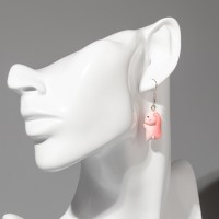 Серьги ассорти «Радость» зайцы, цвет розовый в серебре