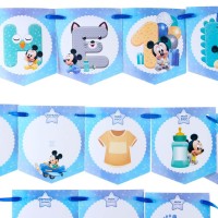 Гирлянда на ленте "Мне 1 год" с местом для фото, длина 176 см, Микки Маус