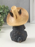 Копилка для денег «Зайчик в шляпе с бабочкой», 19×13×12 см, серый