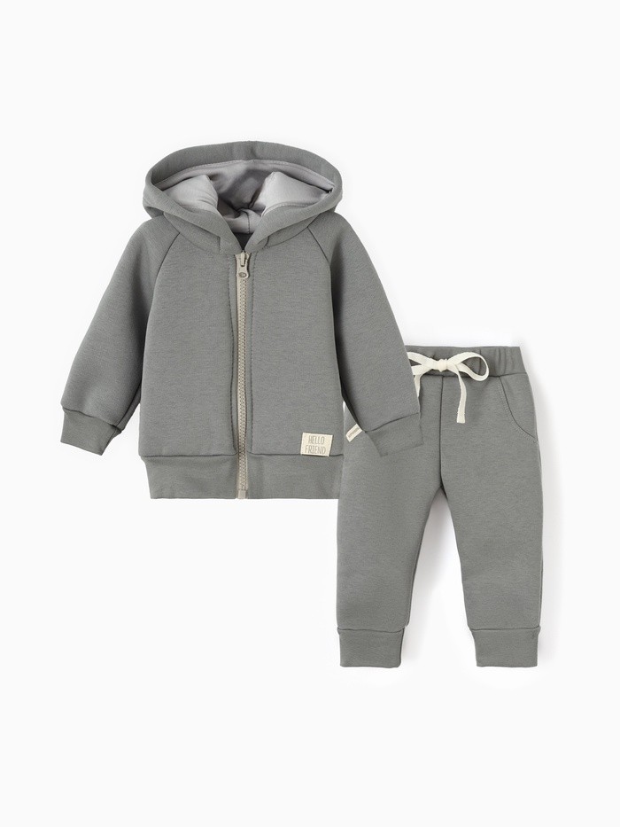 Костюм (толстовка, брюки) «Крошка Я» BASIC LINE, рост 68-74 см, серый