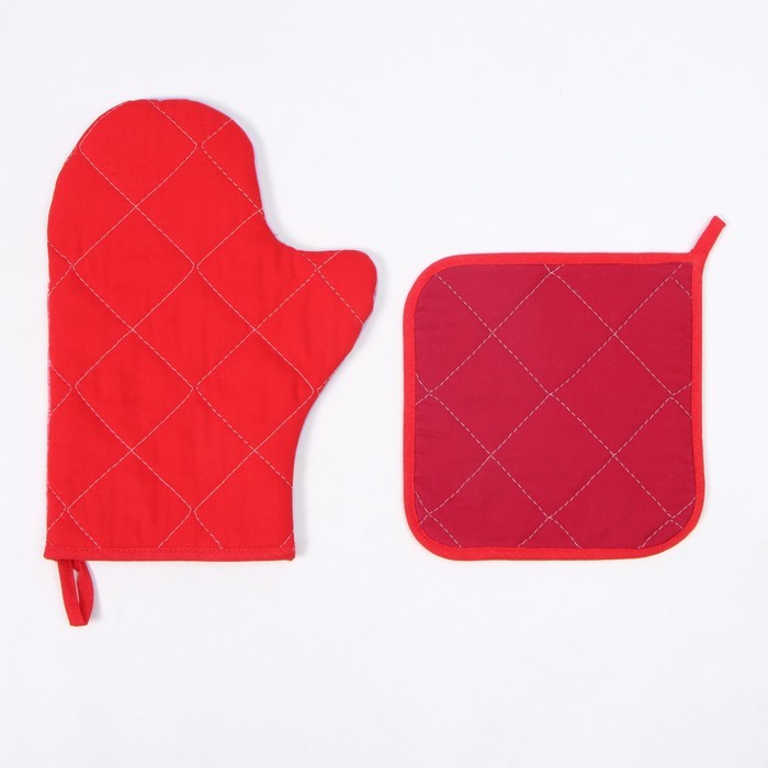 Набор кухонный новогодний Этель "Волшебства": прихватка 19х19 см, Варежка-прихватка новогодняя 20х28 см, 100% хл