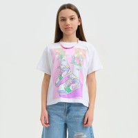 Футболка для девочки KAFTAN Selfie, рост 164-170 см, белая