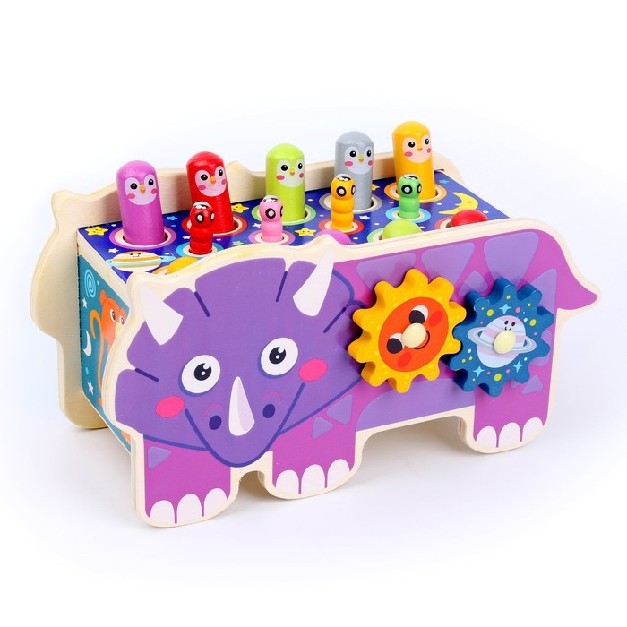 Детский логический центр «Носорог» 3 в 1 (стучалка, рыбалка, крутилки) 24 × 10 × 14 см