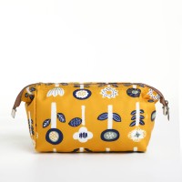Косметичка на молнии, с подкладом, маленькая, с рисунком «Лесные растения», жёлтая
