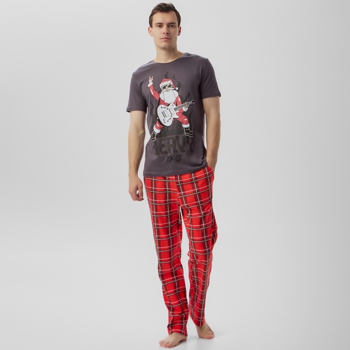 Пижама новогодняя мужская KAFTAN "Рок", цвет серый, размер 48