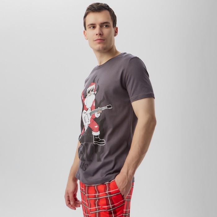 Пижама новогодняя мужская KAFTAN "Рок", цвет серый, размер 48