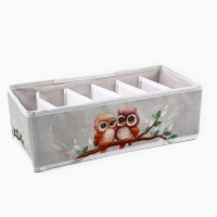 Органайзер для хранения, кофр для белья 6 ячеек «Совушки», 32×15×10 см