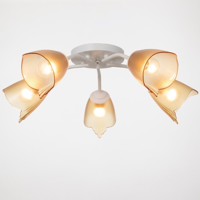 Люстра Оникс 5х15Вт E27 белый-коричневый 52х52х15см BayerLux