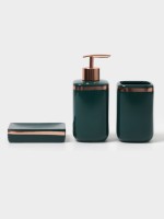 Набор аксессуаров для ванной комнаты Доляна «Богемия», 3 предмета, мыльница, дозатор, стакан, тёмно-зелёный