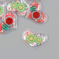 Шейкер для творчества PVC «Сердце с фруктами», с глиттером, 3×4 см, МИКС