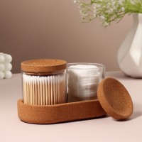 Набор органайзеров для ватных палочек и дисков, 17.5×10×10 см, прозрачный/коричневый