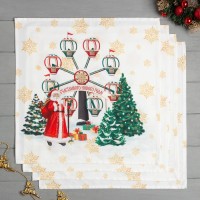 Набор салфеток сервировочных «Этель. Новогодняя ярмарка», 4 шт., белые, 40×40 см