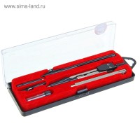 Готовальня Calligrata, 6 предметов (циркуль 120 мм, 2 удлинителя, грифель, 2 рейсфедера, центрик), в пластиковом пенале