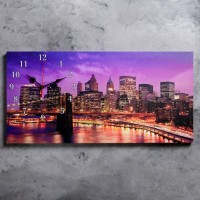 Часы-картина настенные, серия: Город, "Бруклинский мост", 40 х 76 см, микс
