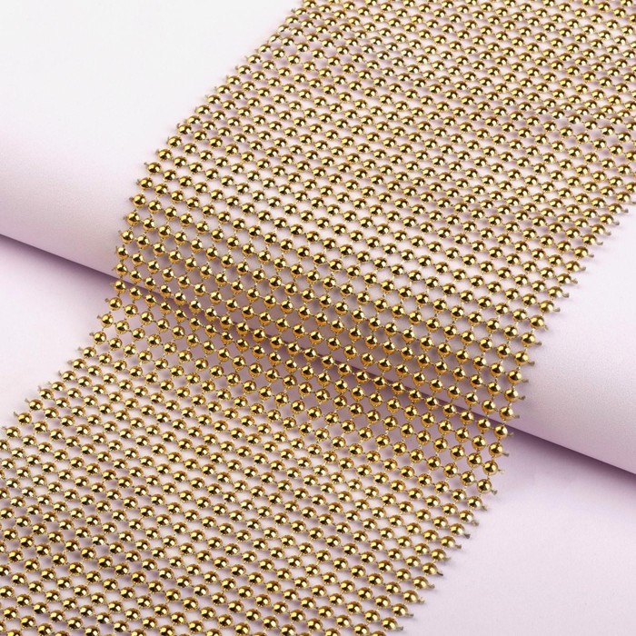 Лента с имитацией выпуклых страз, 5,75 см, 9 ± 1 м, цвет золотой